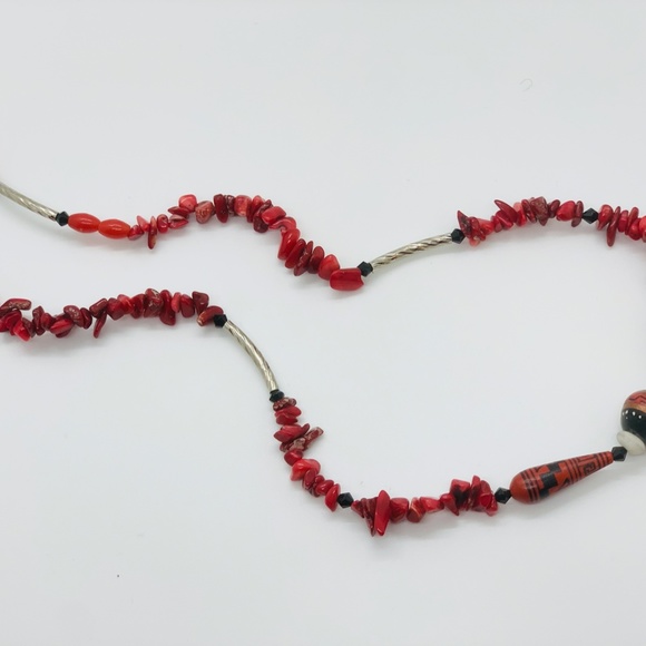 Handmade Peruvian Wood/Glass Beaded Necklace - Picture 2 of 3
